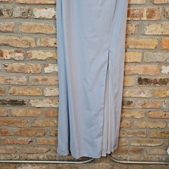 NWT After Six Mist Blue Crepe 1 shoulder cowl neck maxi dress size 6 - Picture 7 of 10